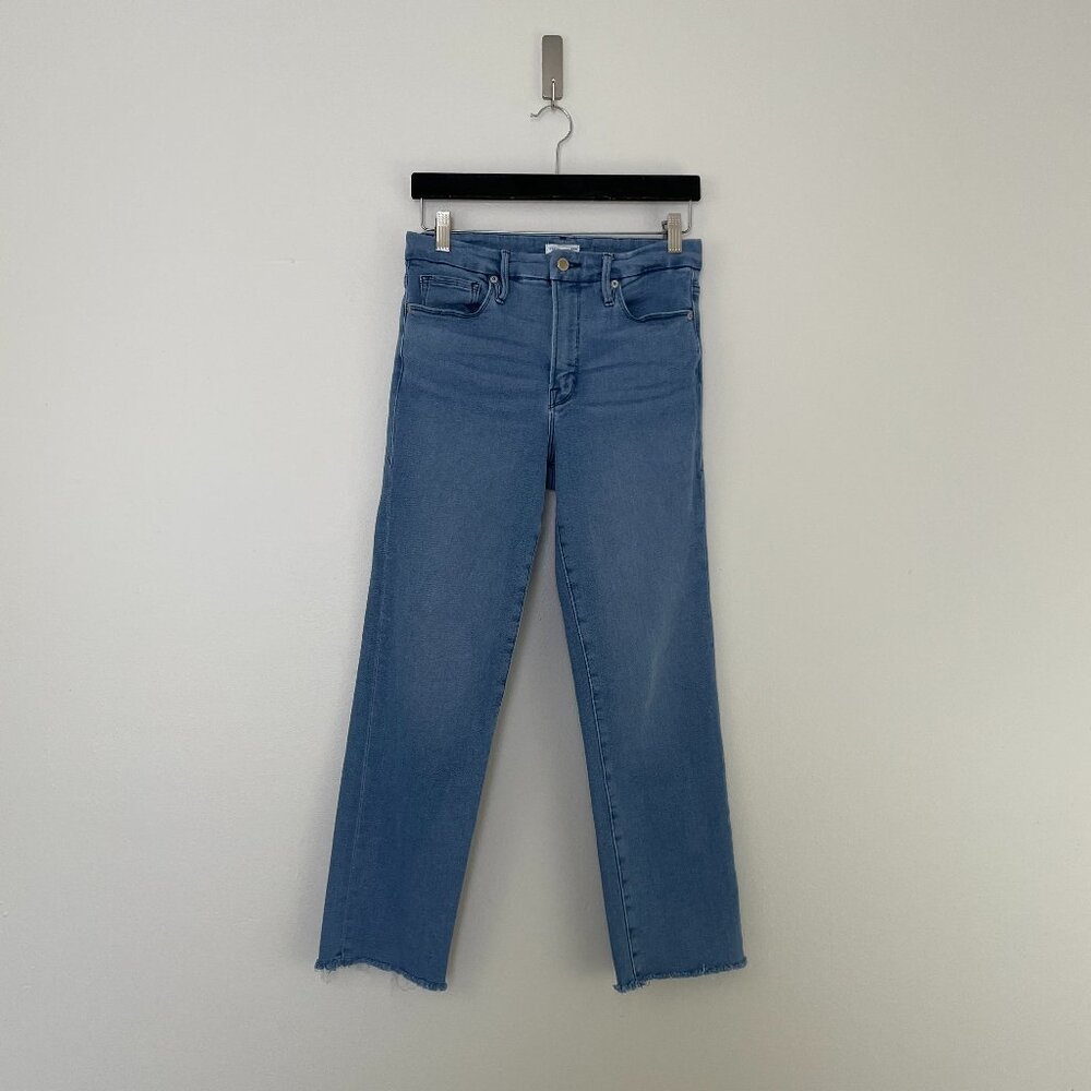 Good American Good Legs Straight Raw Hem Jeans Size 8/29